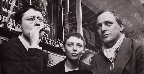 Guy Debord, Michèle Bernstein and Asger Jorn (1960), src: <a href="https://autonomies.org/2017/08/guy-debord-and-giorgio-agamben-dialogues-i-the-prologue-to-the-uses-of-the-body/">autonomies.org</a>