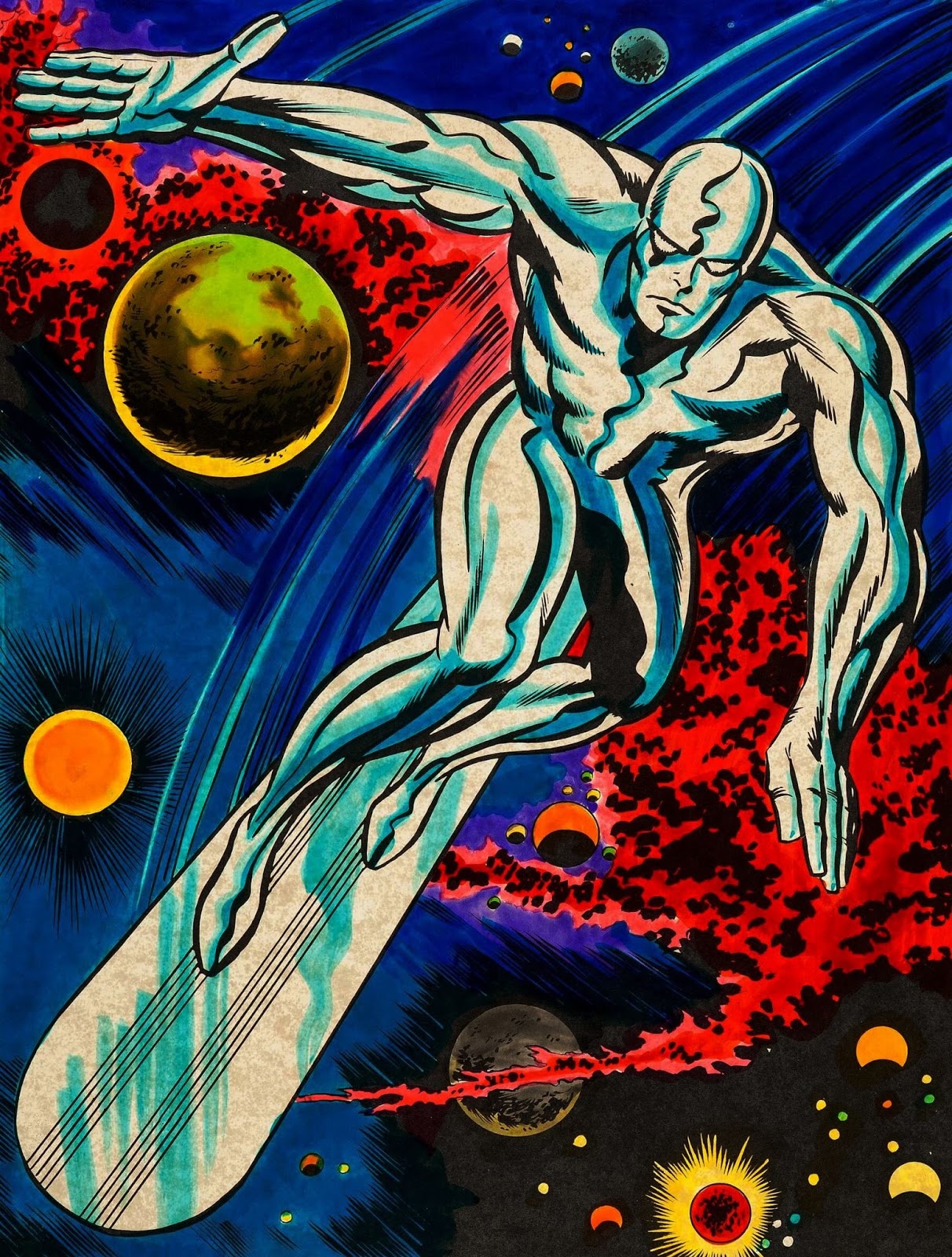 Silver Surfer in space, art by Jack Kirby